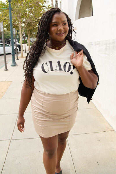 Simply Love Full Size CIAO Round Neck T-Shirt