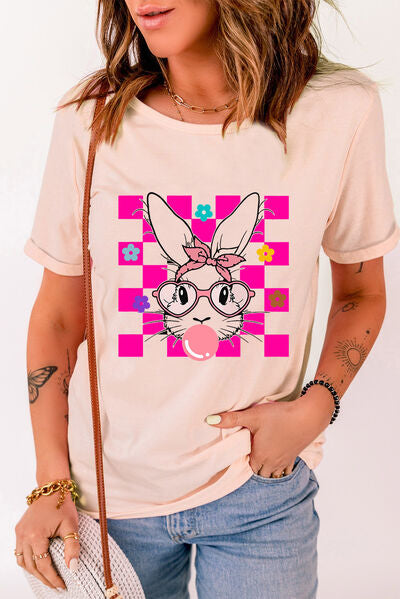 Rabbit Round Neck Short Sleeve T-Shirt