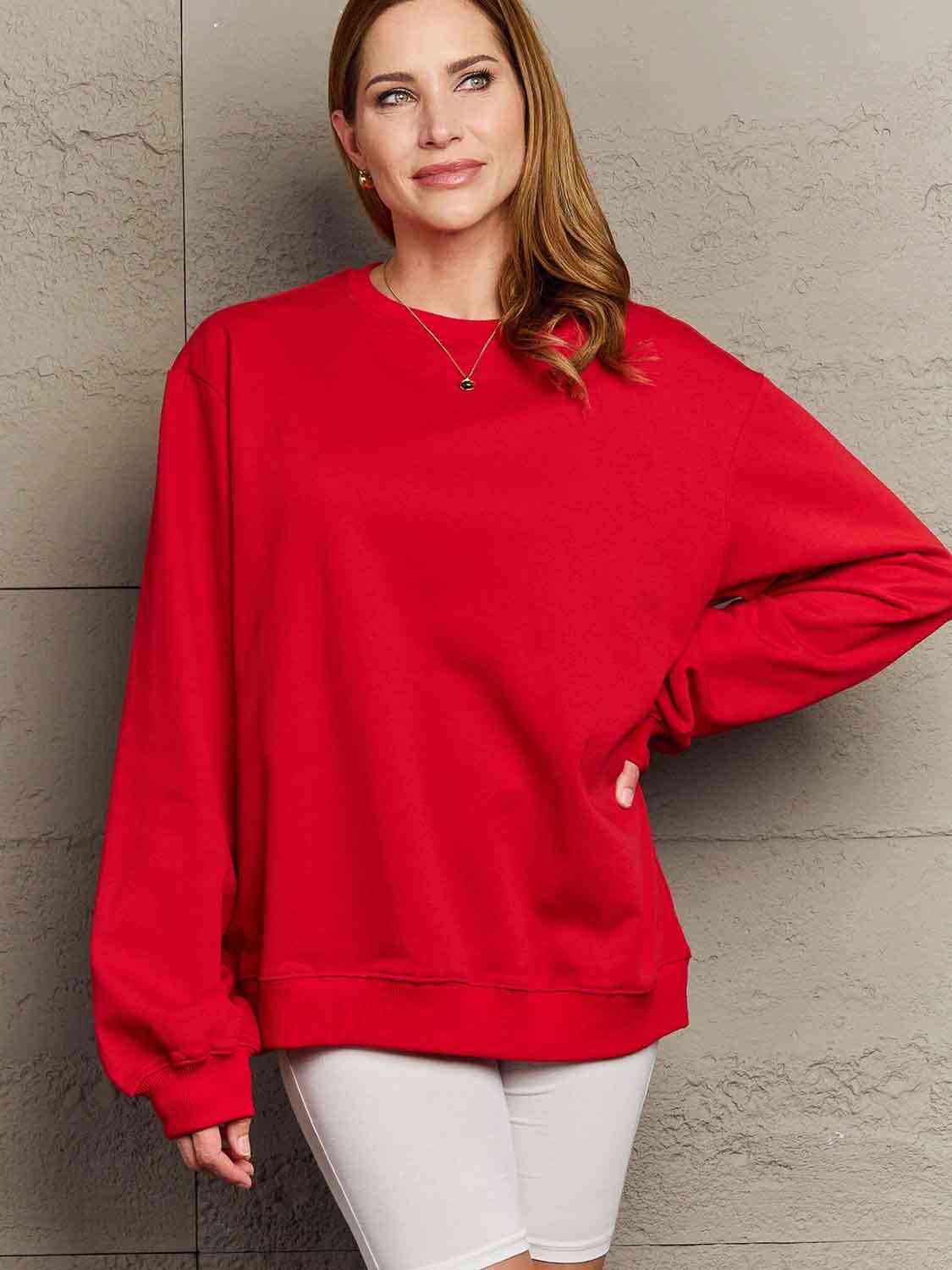 Simply Love Full Size Dropped Shoulder Sweatshirt